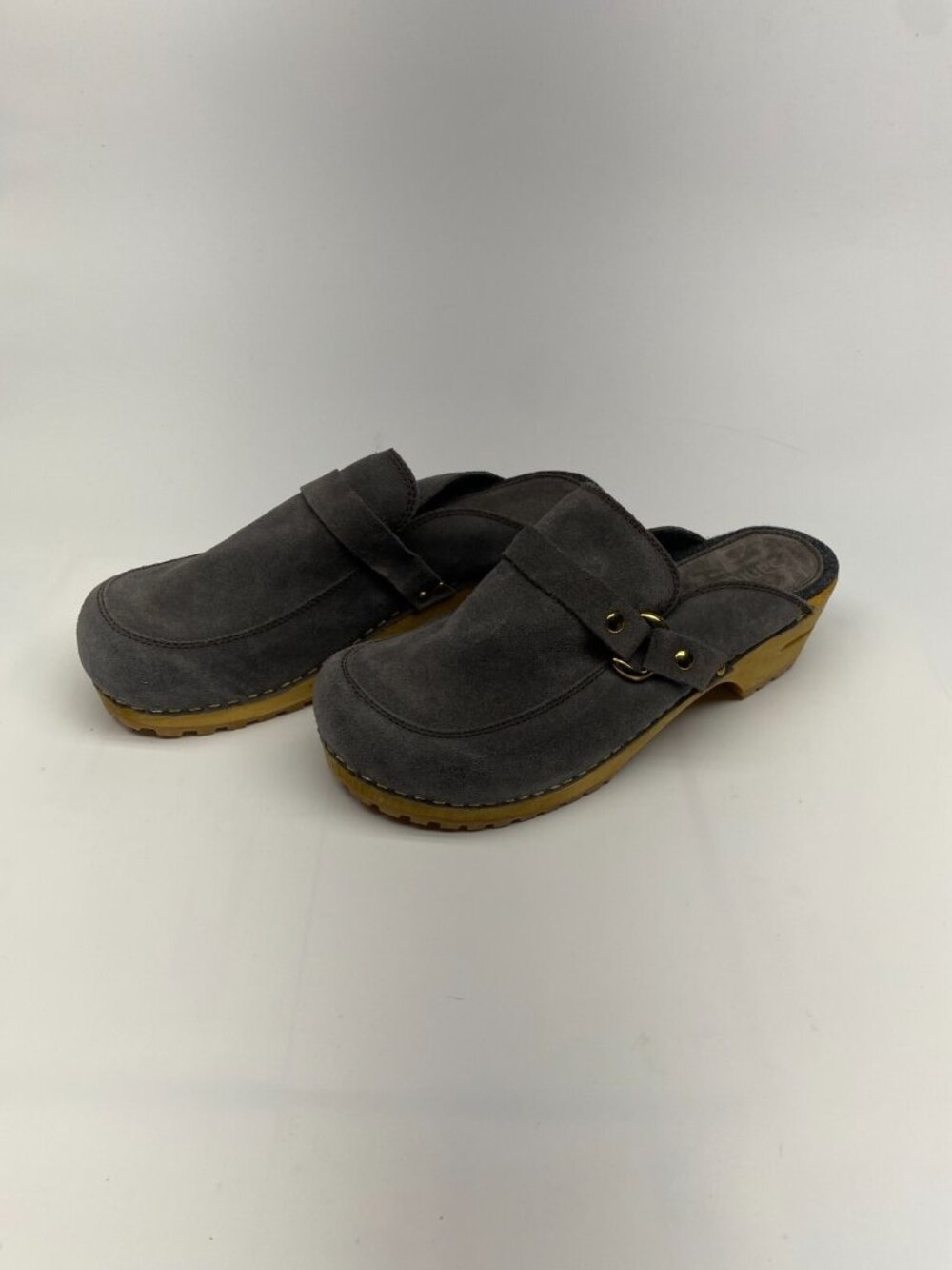 Sanita Womens Lissy Wood Clog in Antracite Sz 10